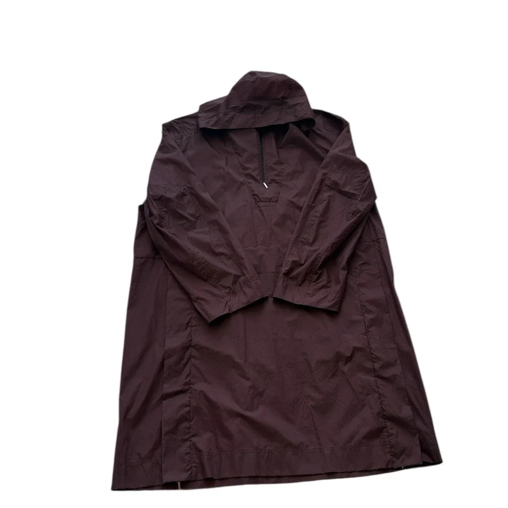 COS Men's Large Hooded‎ Packable Lightweight Anorak Dark Burgundy Purple/Black